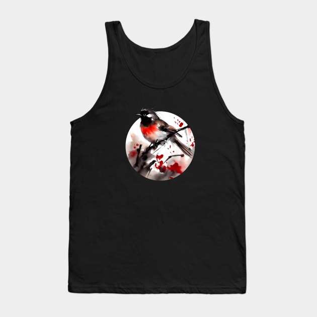 Watercolour robin on branch Tank Top by Blacklinesw9